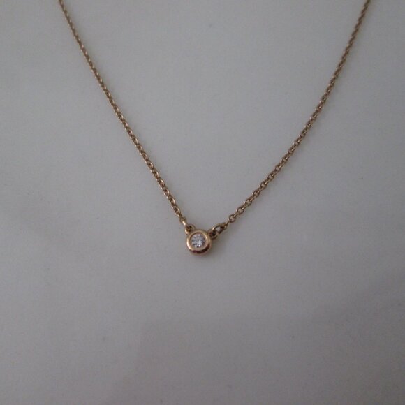 Tiffany & Co 18K Rose Gold .03ct Elsa Peretti Diamond by the Yard Necklace - Picture 3 of 6